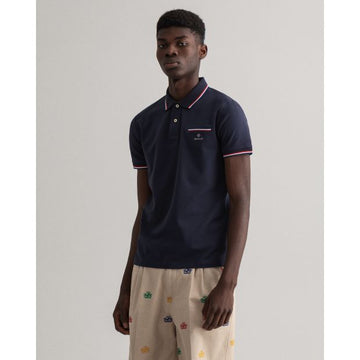 POLO piqué μπλούζα χρώμα EVENING BLUE