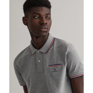 GANT POLO Pique μπλούζα ΓΚΡΙ