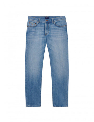 GANT ανδρικό παντελόνι τζιν slim straight (34L) Γαλάζιο