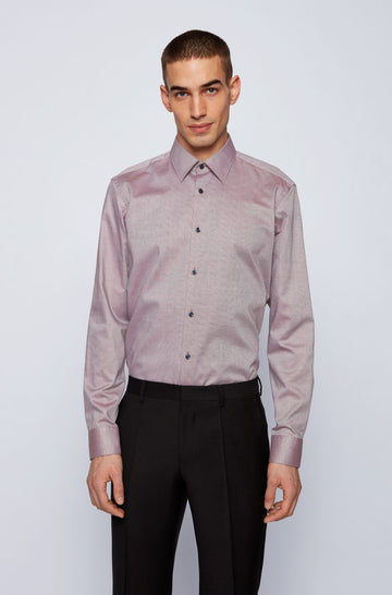 BOSS πουκάμισο λεπτό ανοιχτό καφέ