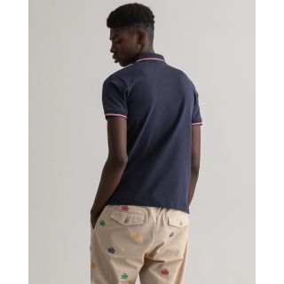 POLO piqué μπλούζα χρώμα EVENING BLUE