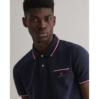 POLO piqué μπλούζα χρώμα EVENING BLUE