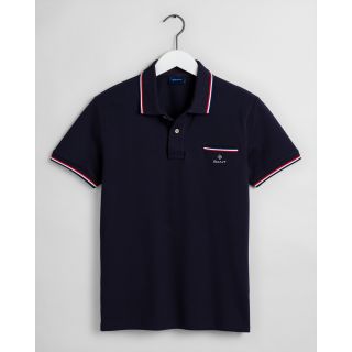 POLO piqué μπλούζα χρώμα EVENING BLUE