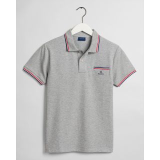 GANT POLO Pique μπλούζα ΓΚΡΙ