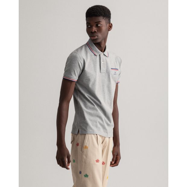 GANT POLO Pique μπλούζα ΓΚΡΙ
