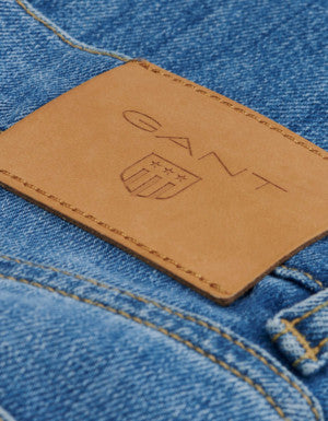 GANT ανδρικό παντελόνι τζιν slim straight (34L) Γαλάζιο