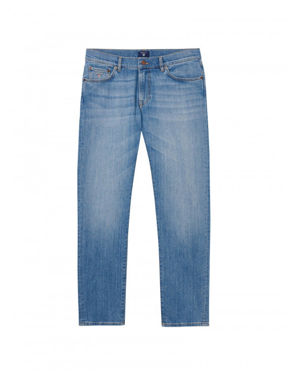 GANT ανδρικό παντελόνι τζιν slim straight (34L) Γαλάζιο