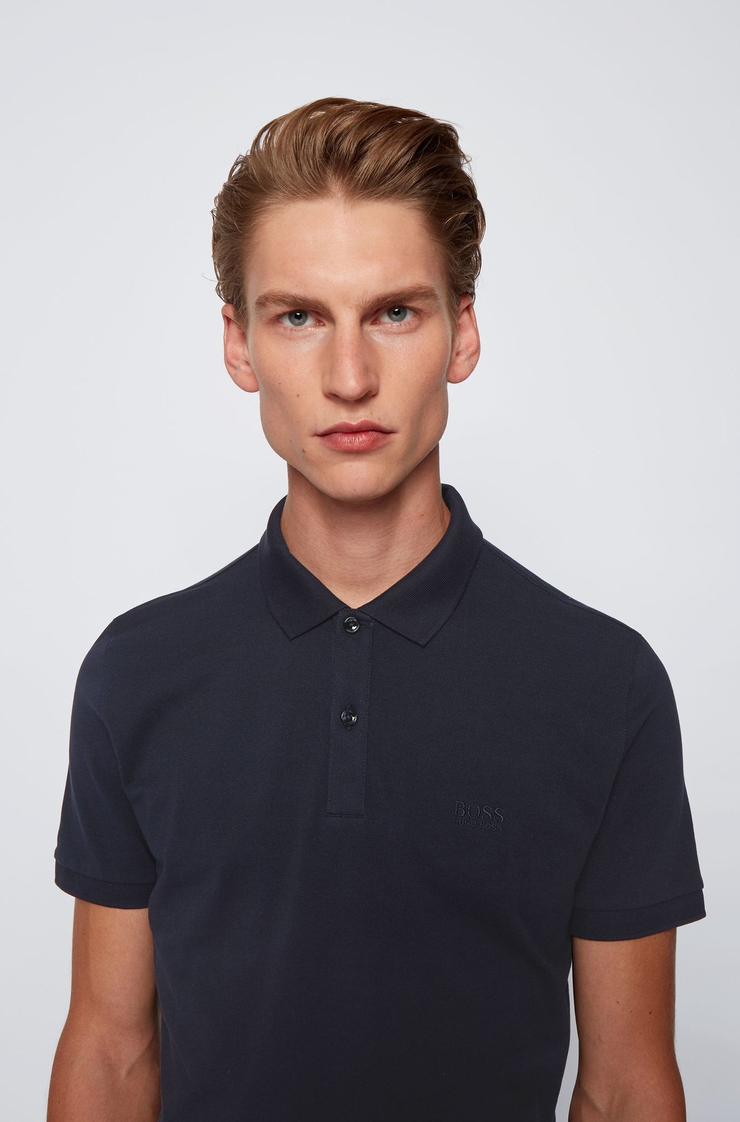 BOSS POLO μπλούζα Σκούρο μπλε σε βαμβακερό πικέ