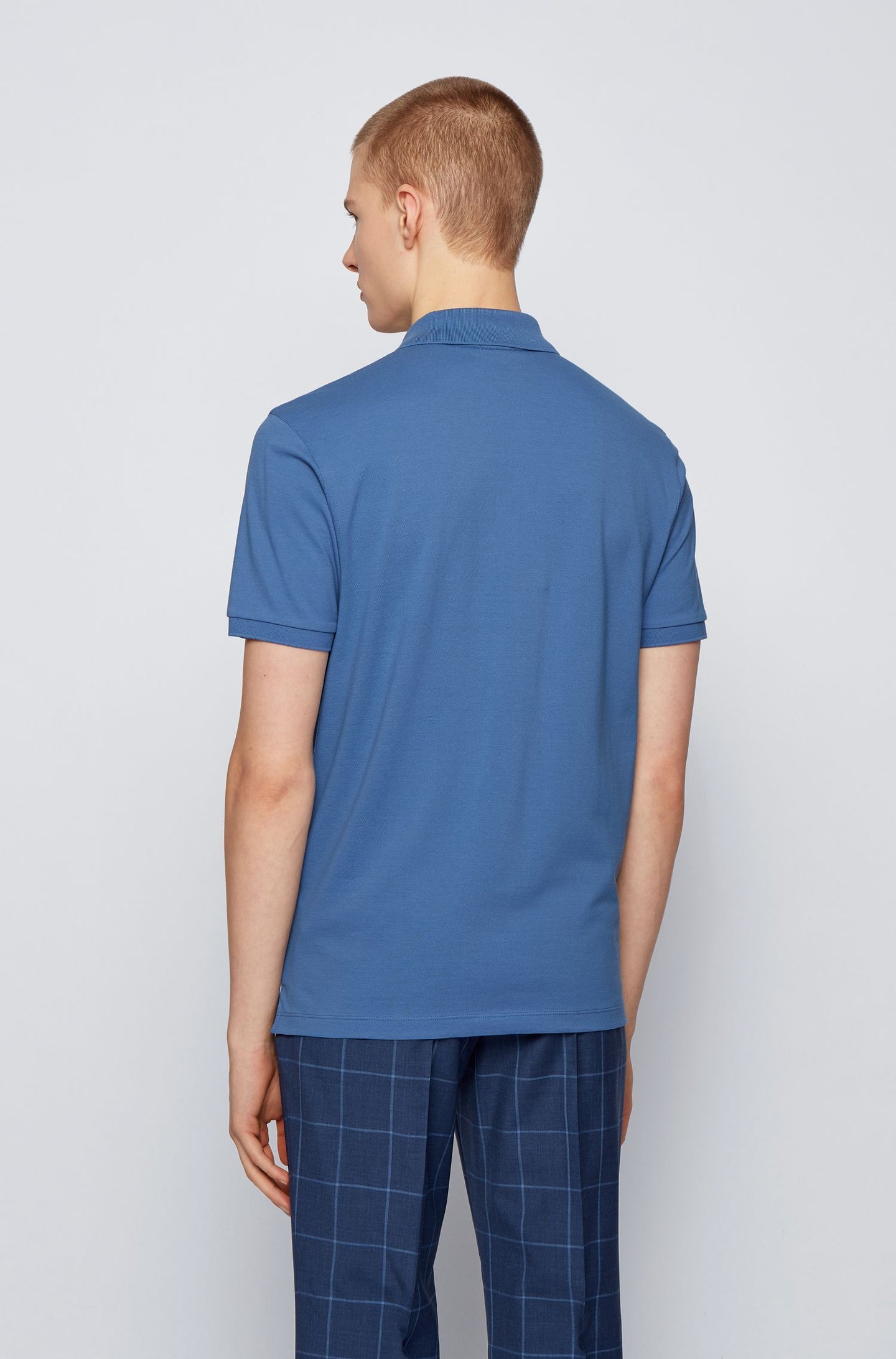 Βαμβακερό πικέ μπλουζάκι BOSS POLO Ανοιχτό Μπλε