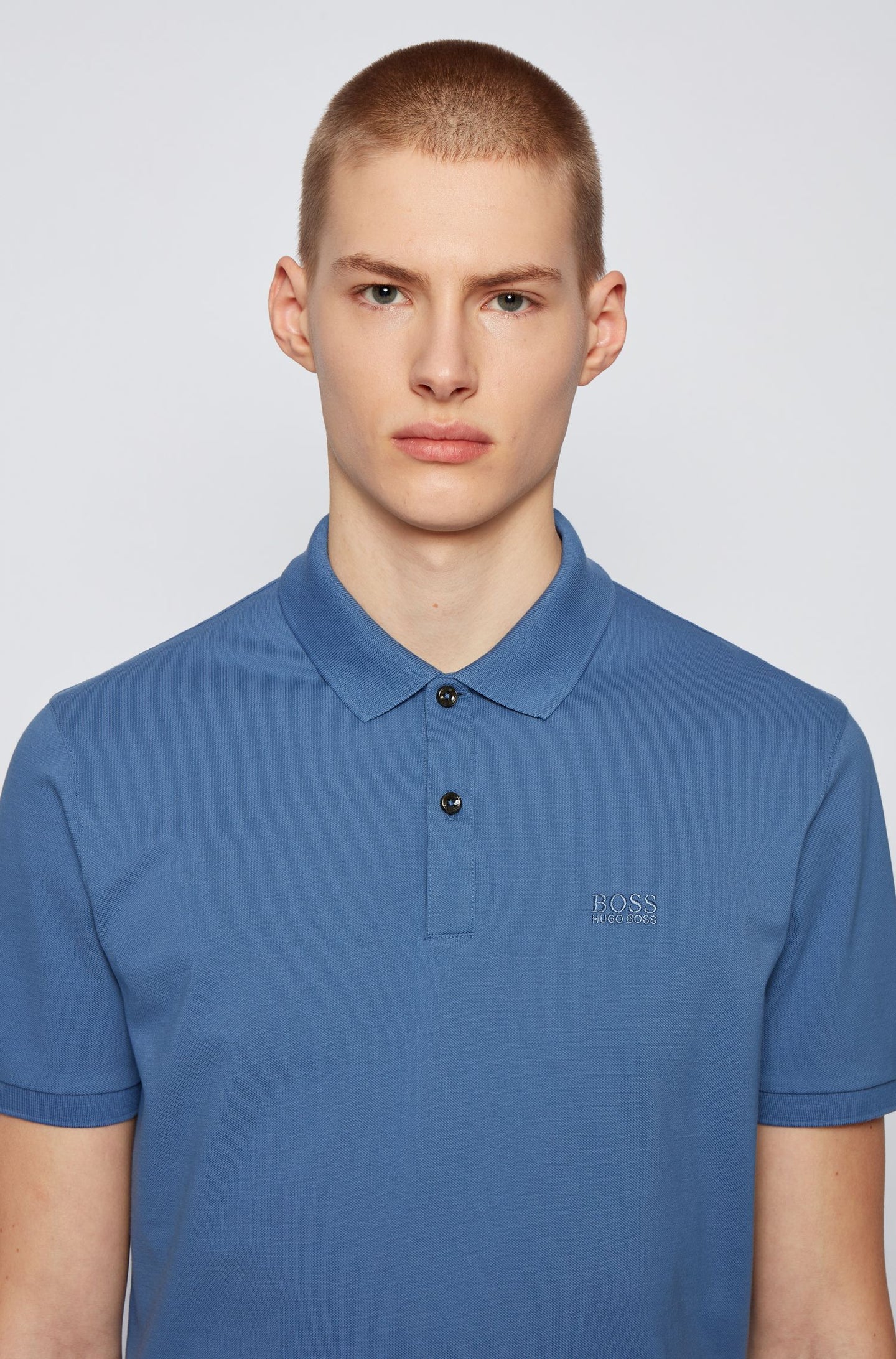 Βαμβακερό πικέ μπλουζάκι BOSS POLO Ανοιχτό Μπλε