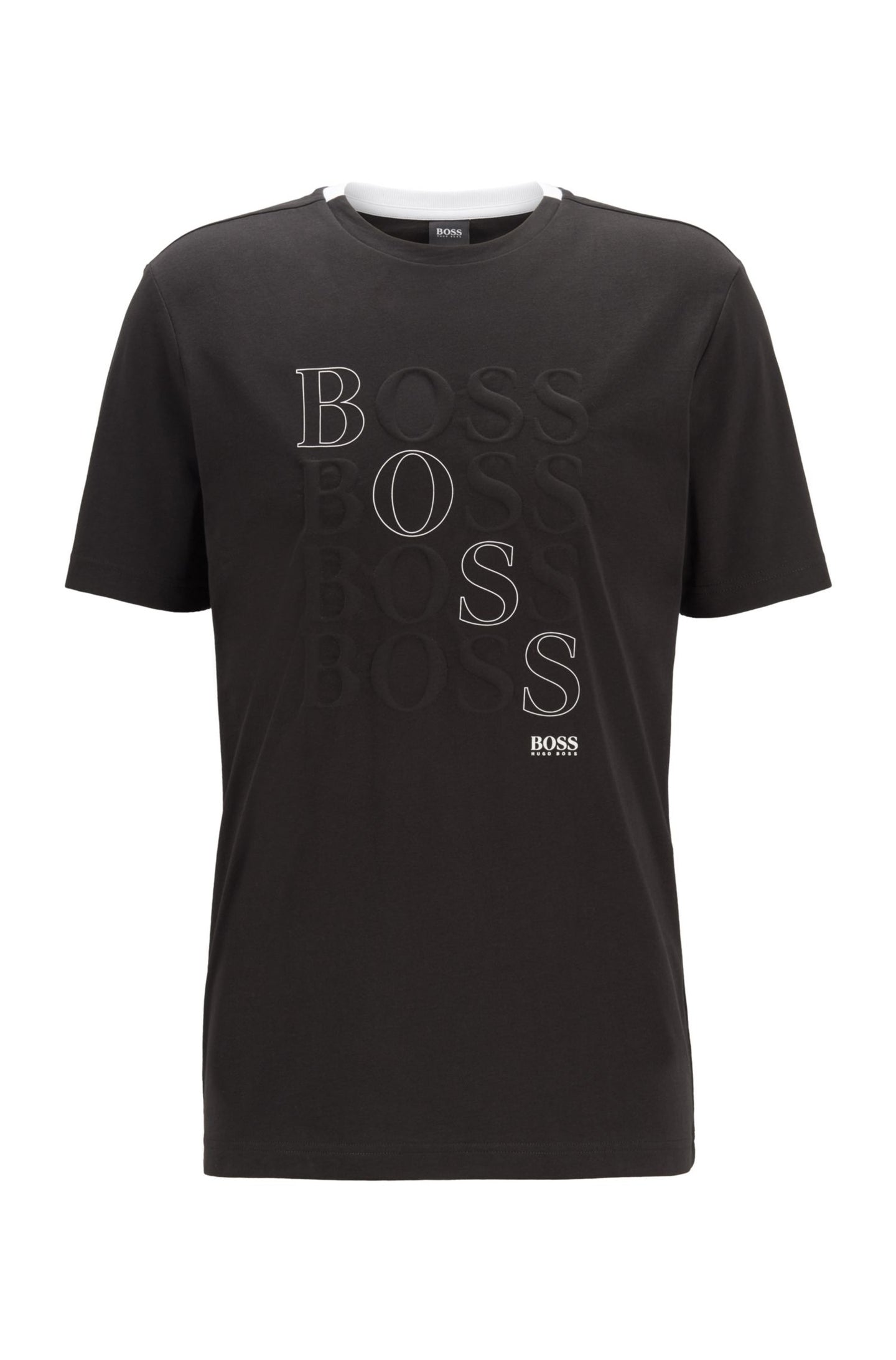 Βαμβακερό μπλουζάκι ΜΑΥΡΟ με λογότυπο BOSS φυσικής χρήσης Bionic®