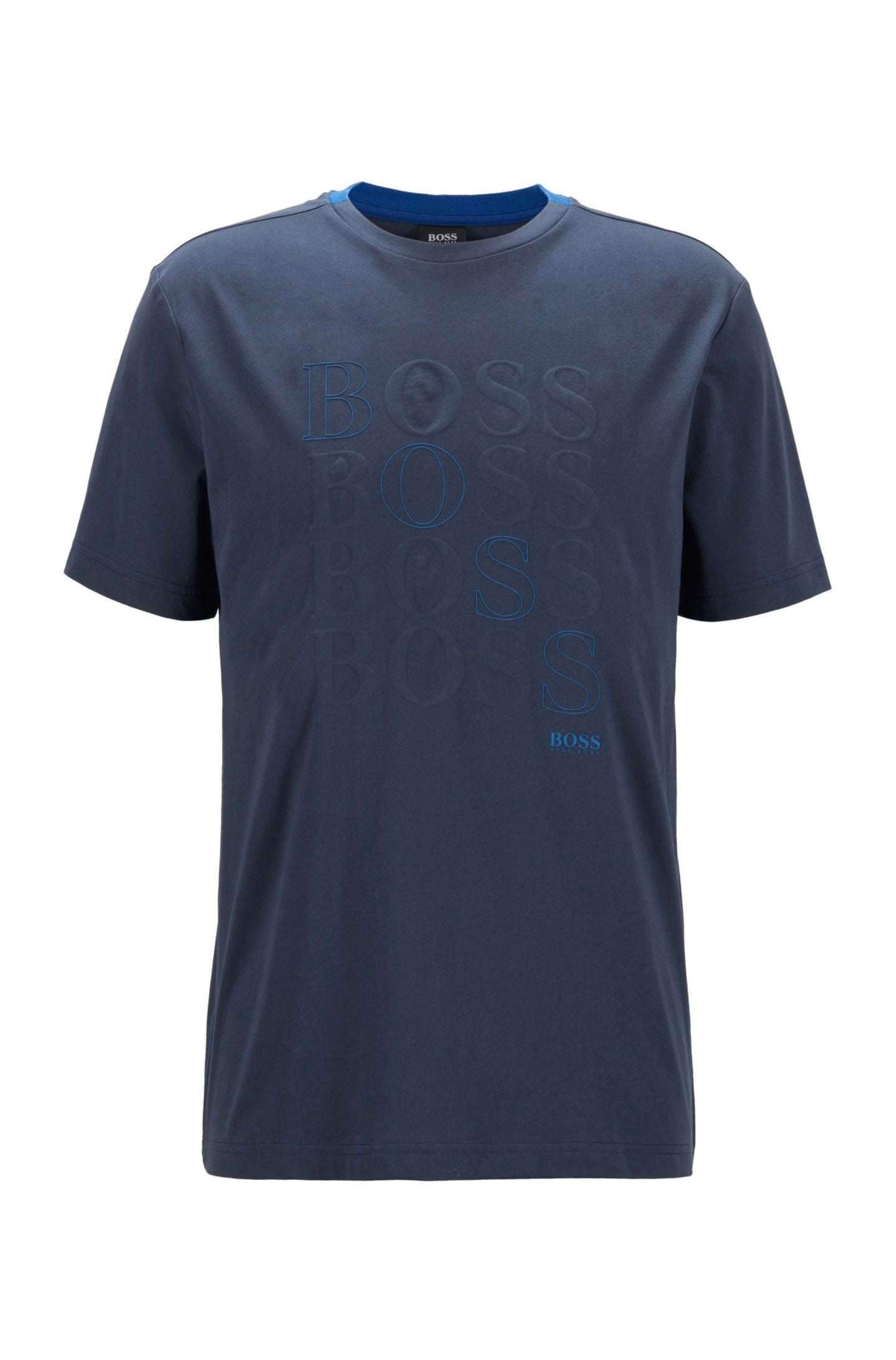 Βαμβακερό μπλουζάκι ΣΚΟΥΡΟ ΜΠΛΕ με λογότυπο BOSS φυσικής χρήσης Bionic®