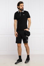 Βαμβακερή μπλούζα POLO μαύρη με μοτίβο στον γιακά