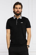 Βαμβακερή μπλούζα POLO μαύρη με μοτίβο στον γιακά