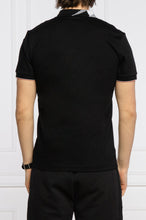 Βαμβακερή μπλούζα POLO μαύρη με μοτίβο στον γιακά