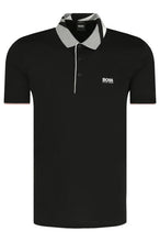 Βαμβακερή μπλούζα POLO μαύρη με μοτίβο στον γιακά