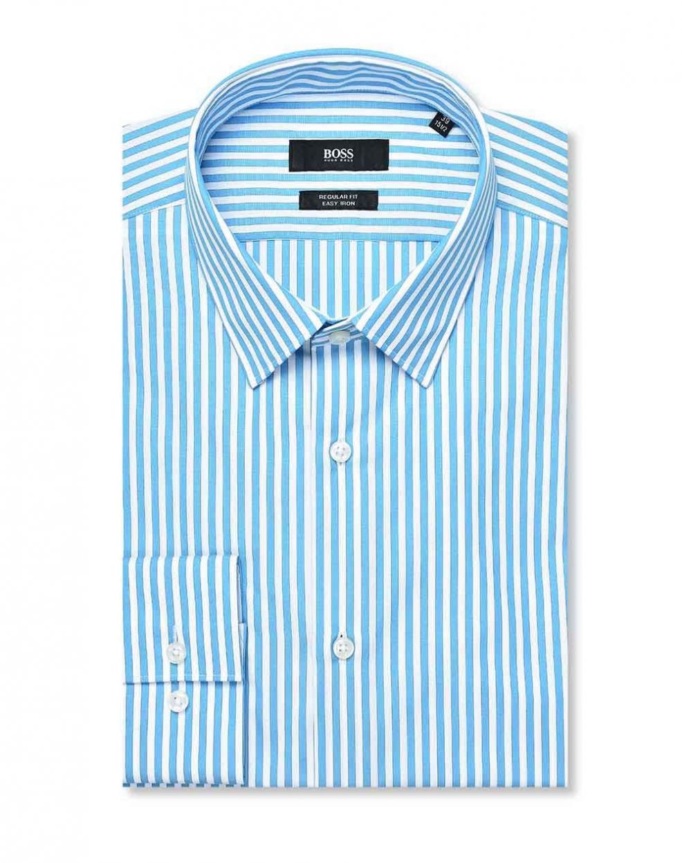 BOSS πουκάμισο ριγέ τιρκουάζ - λευκό