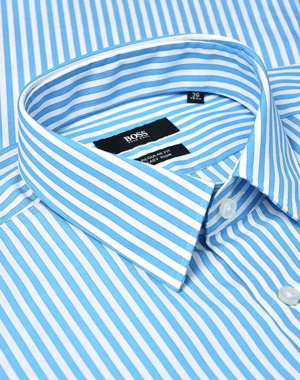 BOSS πουκάμισο ριγέ τιρκουάζ - λευκό
